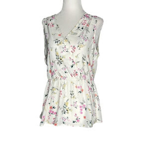 Pleione white floral crossover tank  top